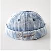 Berretto senza visiera in denim lavato effetto retrò, unisex, con ricamo lettera 'Conqueror', per feste casual, viaggi, abbigliamento quotidiano