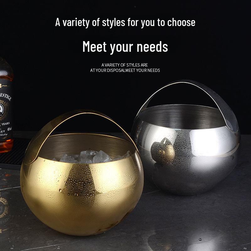 Nerezový 3L dvoustěnný izolovaný kbelík na led pro bar, víno a pivo.