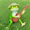 Harzstatue Rockstil Gitarre spielender Frosch Ornament Realistisches Design Figur Hof Teich Garten Mikrolandschaft Dekoration