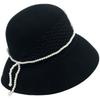 French Elegant Black Pearl Mesh Basin Hat Women'S Autumn And Winter Wool British Versatile Vintage Hepburn Fisherman Hat