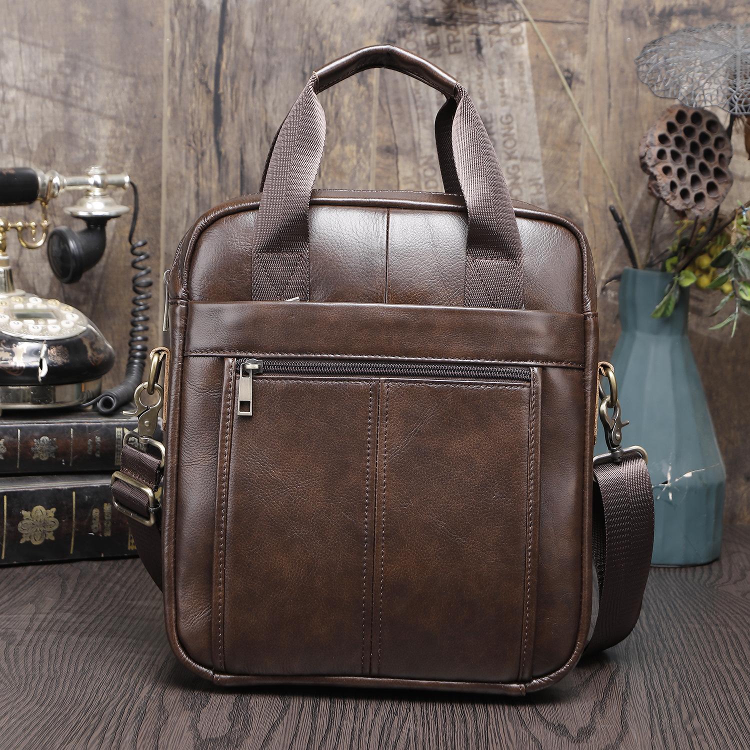 

Genuine Leather Men‘s Crossbody Bag Handmade Vintage Shoulder bag Purse Male Designer Casual Daypack handbag for commuting кавовий