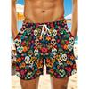 Pantaloncini da spiaggia con stampa floreale teschio Giorno dei Morti