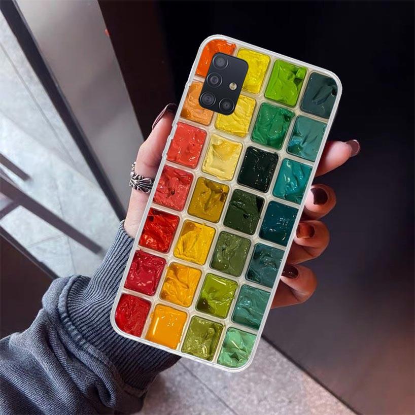 Watercolors Set Paint Palette Painting Box Phone Case For Samsung Galaxy A12 A52S A42 A32 A22 A51 A50 Note 20 Ultra 10 S10 Plus