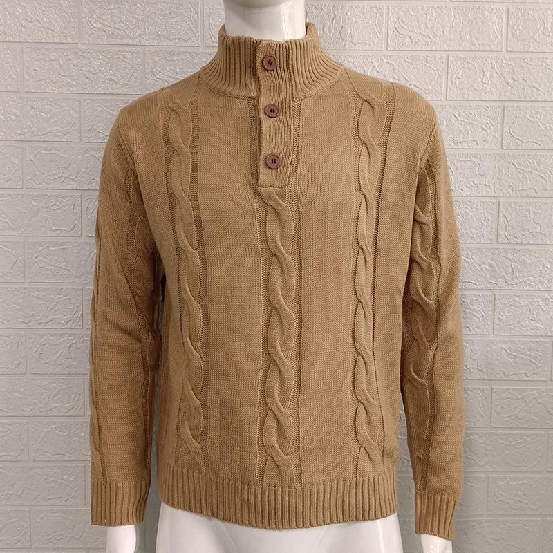 2025 Autumn/Winter New Arrival Men's Solid Color High Neck Long Sleeve Knitted Sweater