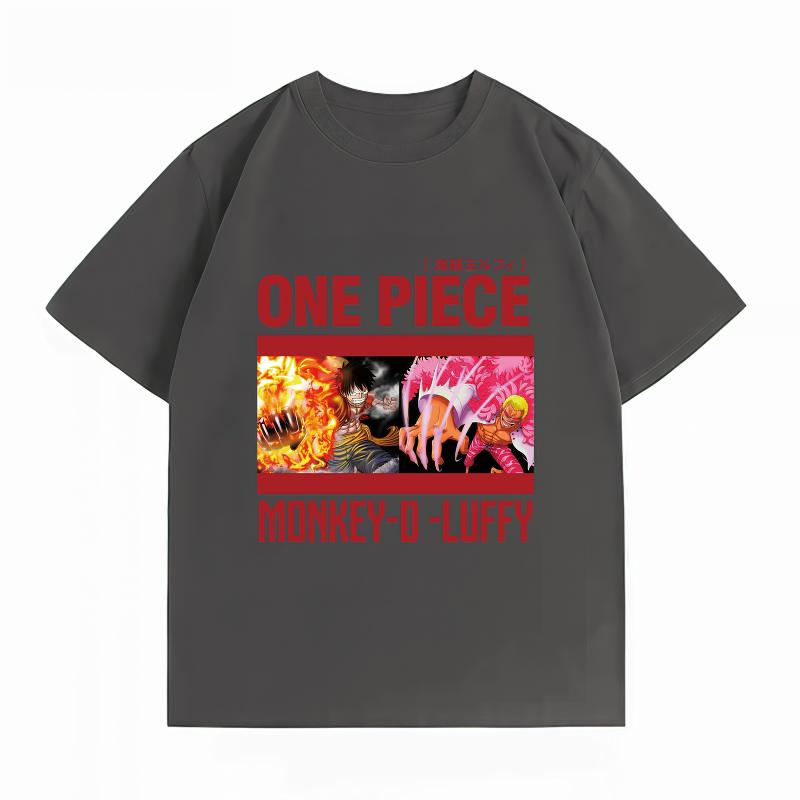 Unisexs Clothing New 100 Cotton Breathable Summer Tshirt One Piece Luffy Doflamingo Print Casual Streetwear Unisexs Tops
