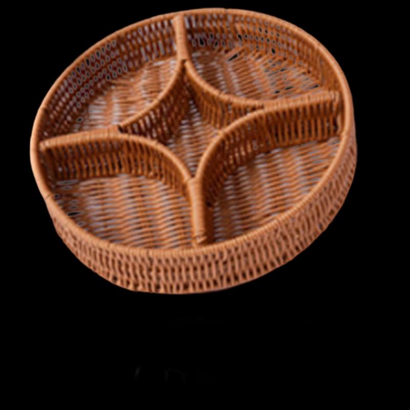 Woven Rattan Style Compartmental Storage Basket
