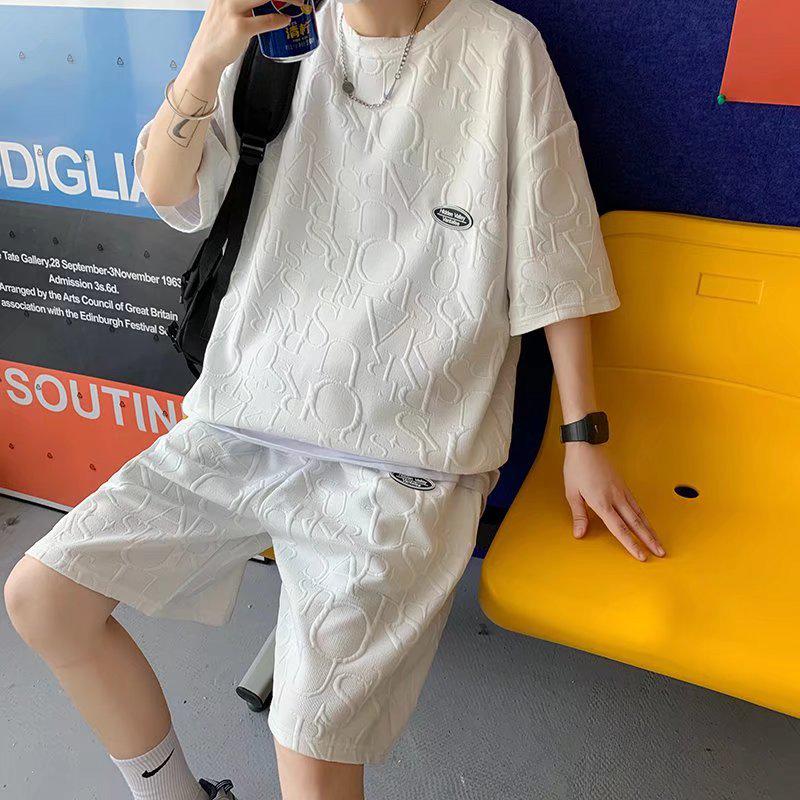 Men's Summer Loose Fit Waffle T-Shirt - Short-Sleeve Casual Teen Style