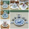 Floral Print Dollhouse Dinnerware Dish Plate Miniature Cups Pot Children's Toy