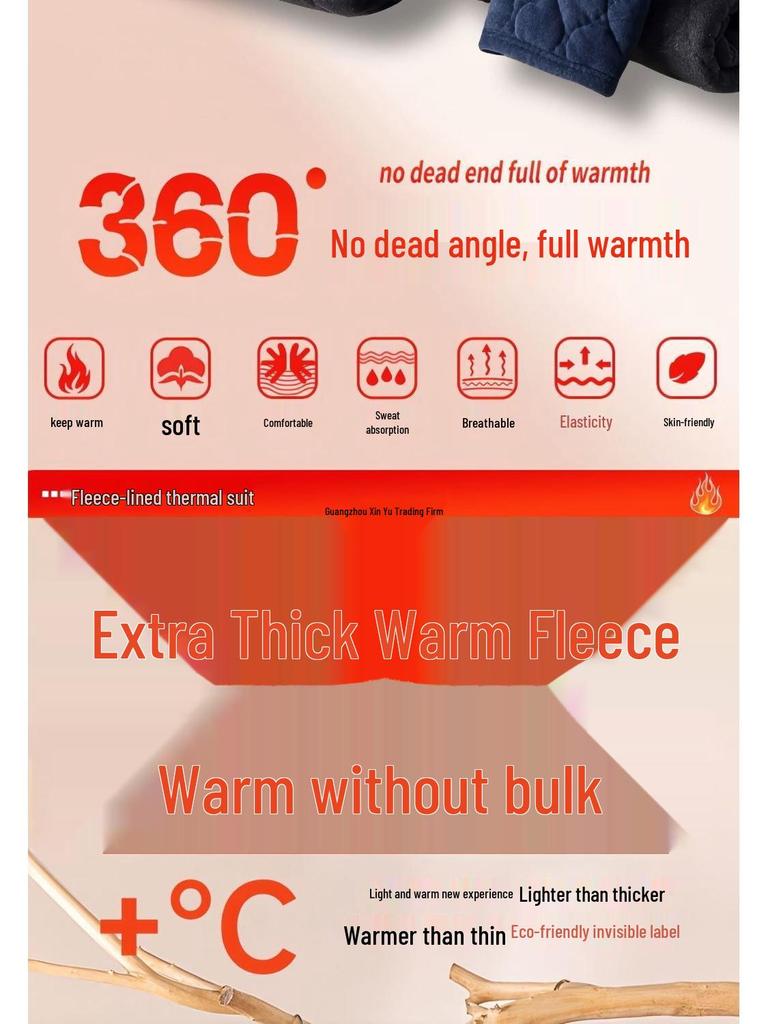 Men's Cozy Winter Underwear Set: Velvet-Lined Cardigan Jacket, Autumn Long Johns for Dad & Grandpa