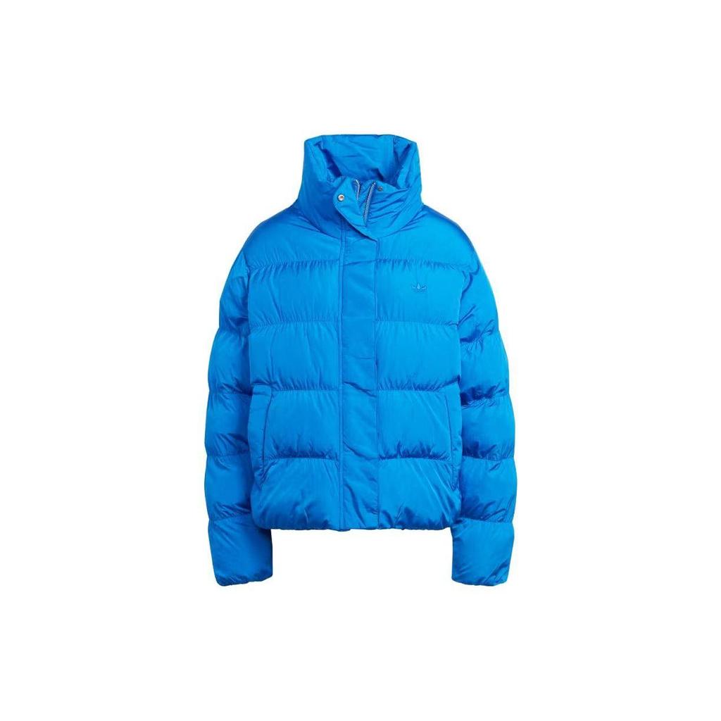 adidas Originals Kurze Vegane Pufferjacke Mit Stehkragen Und Einfarbigem Logo Damen Oberbekleidung Blau IJ8234