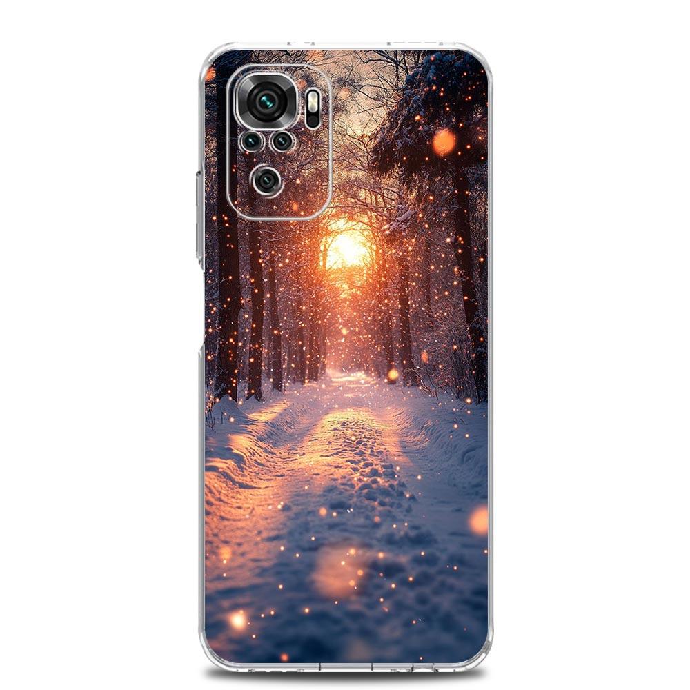 Phone Case For Xiaomi Redmi Note 14 13 12 4G 9S 9 10 11 Pro Plus 5G 14C 13C 12C 10C 9A TPU Cover Landscape Winter Light Snow