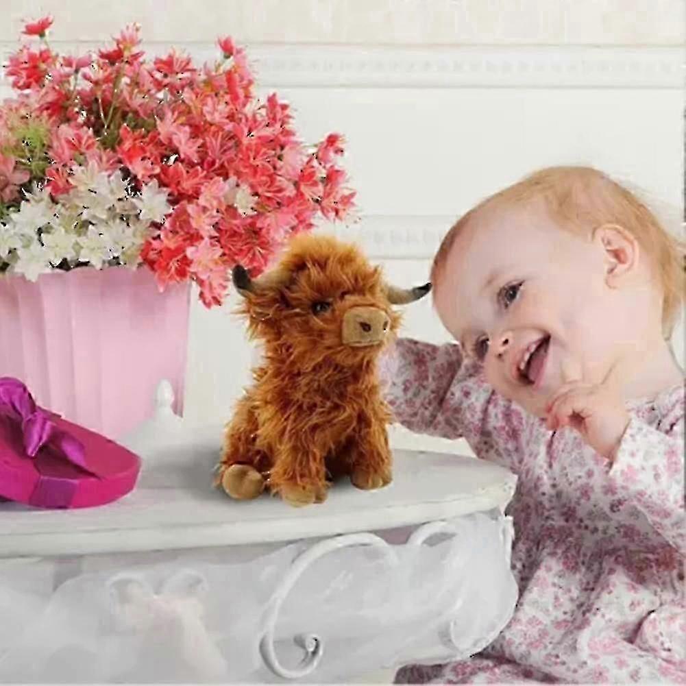 25cm Highland Cows Stuffed Animal, Scottish Cow Plush Toy, Soft Farm Cattle Plushie Doll, Christmas & Birthday Gift for Boys Girls