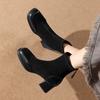 Hot Sale Brand Women Ankle Boots Autumn Winter Square Head Warm High Heel Shoes Fashion Designer Women Senior Shorts Boots 34-40