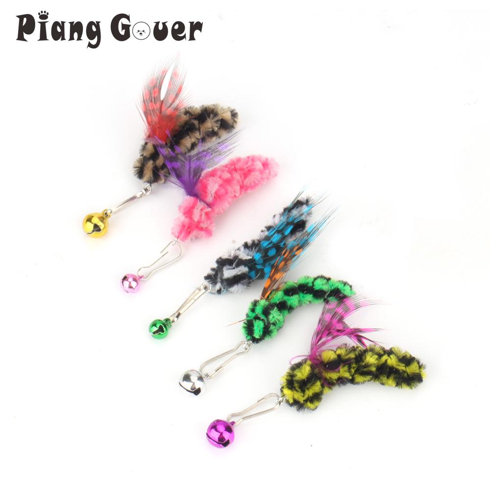 5pcs Mix Dot Feather Simulation Insect Cat Teaser Stick for Change Heads Cat Toys Pet Toy Supplies