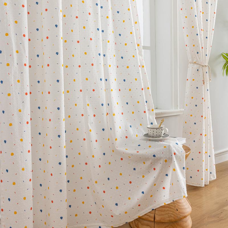 Korean Cotton Daisy Curtains Road Pocket Shade Curtain Floral Tassel for Kitchen Bedroom Living Room Bay Window Cabinet Curtain
