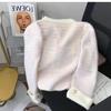 Faux Fox Fur Luxury Feeling Small Fragrance Style Open Cardigan Women Spring Autumn Stand Collar Thick Knit Sweater Coat Fashion Knit Top