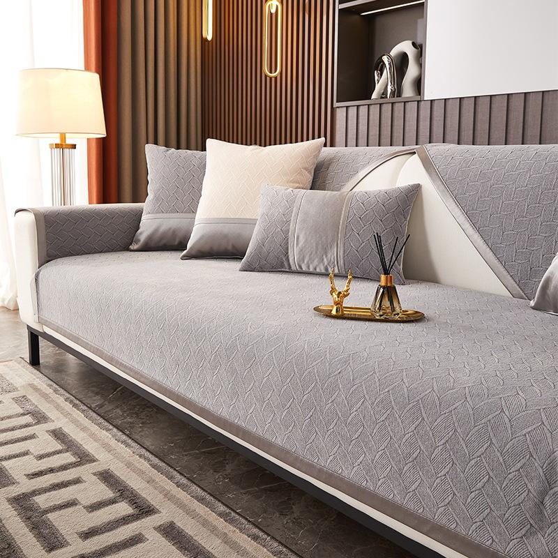 Tapete de sofá de chenille com padrão de cor sólida, quatro estações, universal, sala de estar, encosto, toalha, leve, luxo, capa de sofá antiderrapante