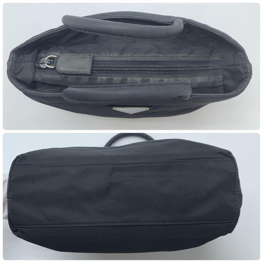 PRADA Handbag Tote Bag Tessuto Nylon White Tag Black Triangle Logo Plate Auth