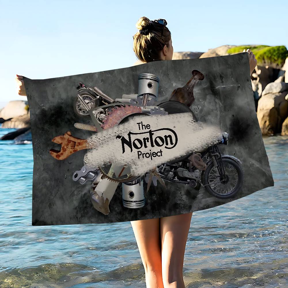 N-NORTONS Motorcycle Microfiber Blanket Quick Drying Beach Towels Oversized Printing Super Absorbent Pool Towel Blanket