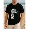 European Sizes Black and White Leopard Head Print, Lightweight Round-neck Short-sleeved Shirt, Men's Clothing