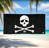 Asciugamano da Spiaggia in Microfibra Classica Bandiera Pirata, Asciugamani da Bagno Teschio e Tibie Incrociate, Fresco Asciugamano da Piscina Jolly Roger Nero per Uomini Ragazzi