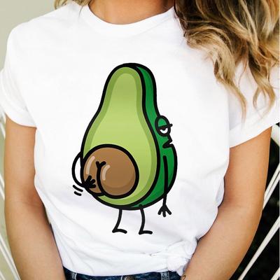 T-Shirt Lady Cartoon Avocado Cute Trend Female Tee Shirt Fashion Print Tshirt Clothes Tops 90S Kawaii Graphic Womens T Shirt