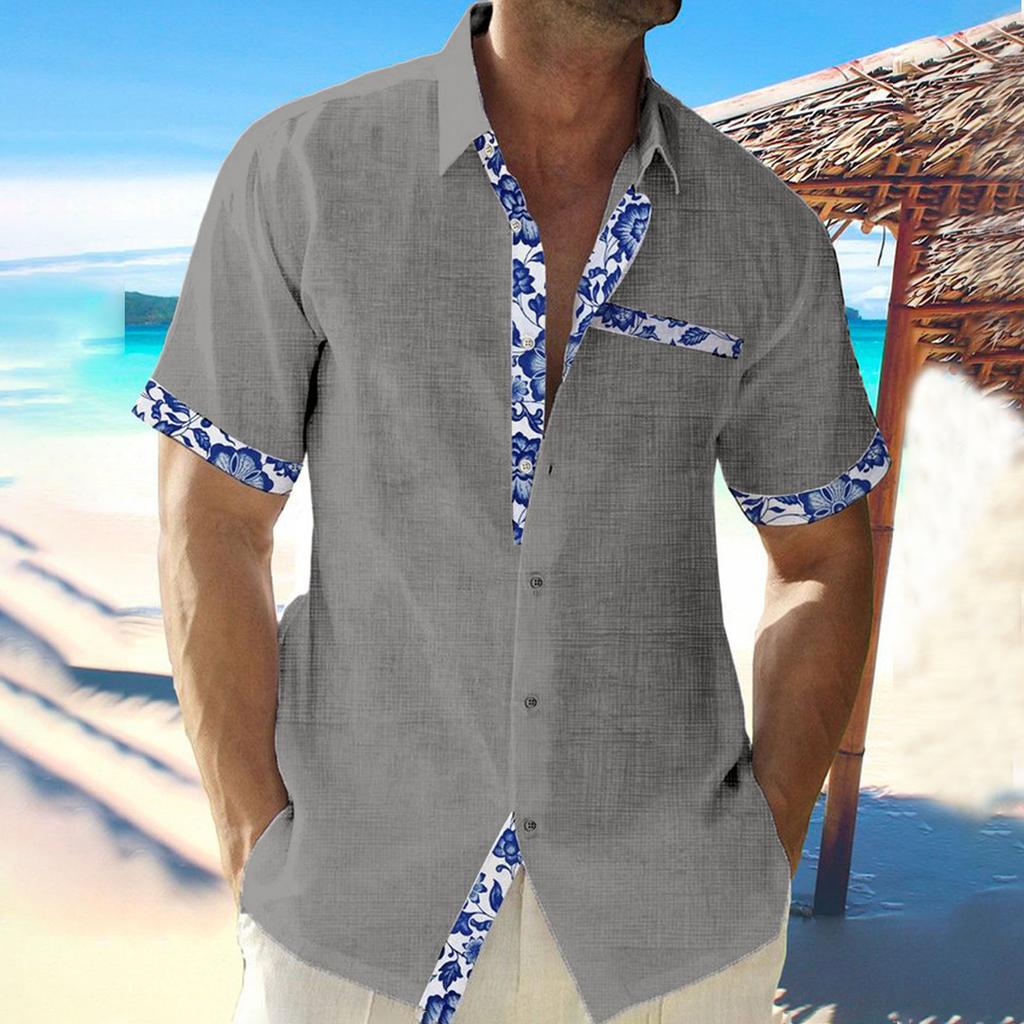 Hawaii-Hemd für Herren, Herren-Bowling-Hemden im Vintage-Stil, kurzärmelig, Sommer-Strandhemd