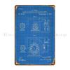 Motor Patent Engineer Inventor Makers Workshop Art Blueprint Metal Sign Decoration Wall Decor Create Designs Tin Sign Poster