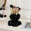 2pcs Human Face Art Desktop Decoration Makeup Brush Holder Vase with Makeup Eyebrow Pencils Home Organizer Multifunctional