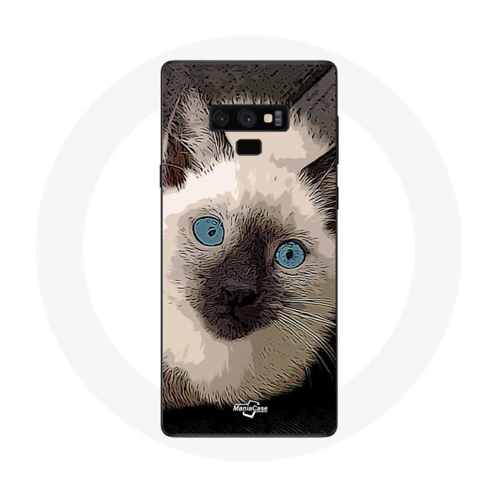 Case for Samsung Galaxy Note 9 Black and White Siamese Cat with Blue Eyes