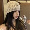 Glitter Crochet Flower Hat Handmade Weave Cap Fashion Sequin Knitted Hat  Outdoor