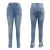 European & American Slim Beaded Butterfly Floral Women's Pencil Jeans