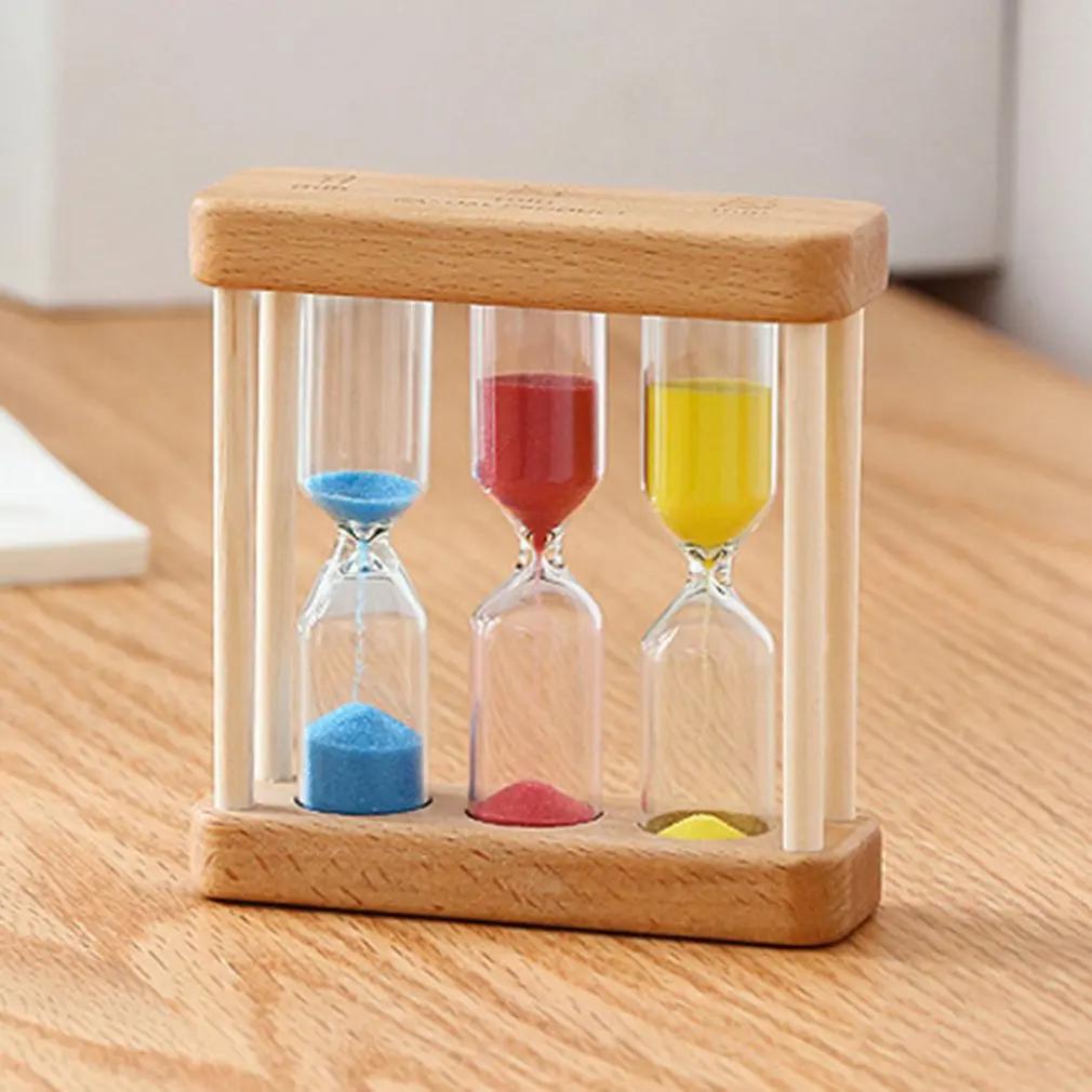 Креативные 1/3/5-минутные деревянные песочные часы-триада, стеклянные песочные часы-таймер, часы, комнатный домашний декор, подарок для детей, простой стиль