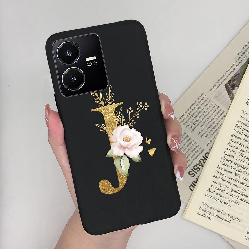Flower Letters Case For Vivo Y22 2022 Y22S Matte Silicon Soft TPU Back Phone Cover For VivoY22 Y 22 22S Case Funda Bumper Shell