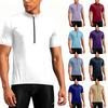 Herren Kurzarm Radtrikot Halber Reißverschluss Atmungsaktiv Schnelltrocknend Leicht Rundhals Sportshirt für Outdoor-Aktivitäten