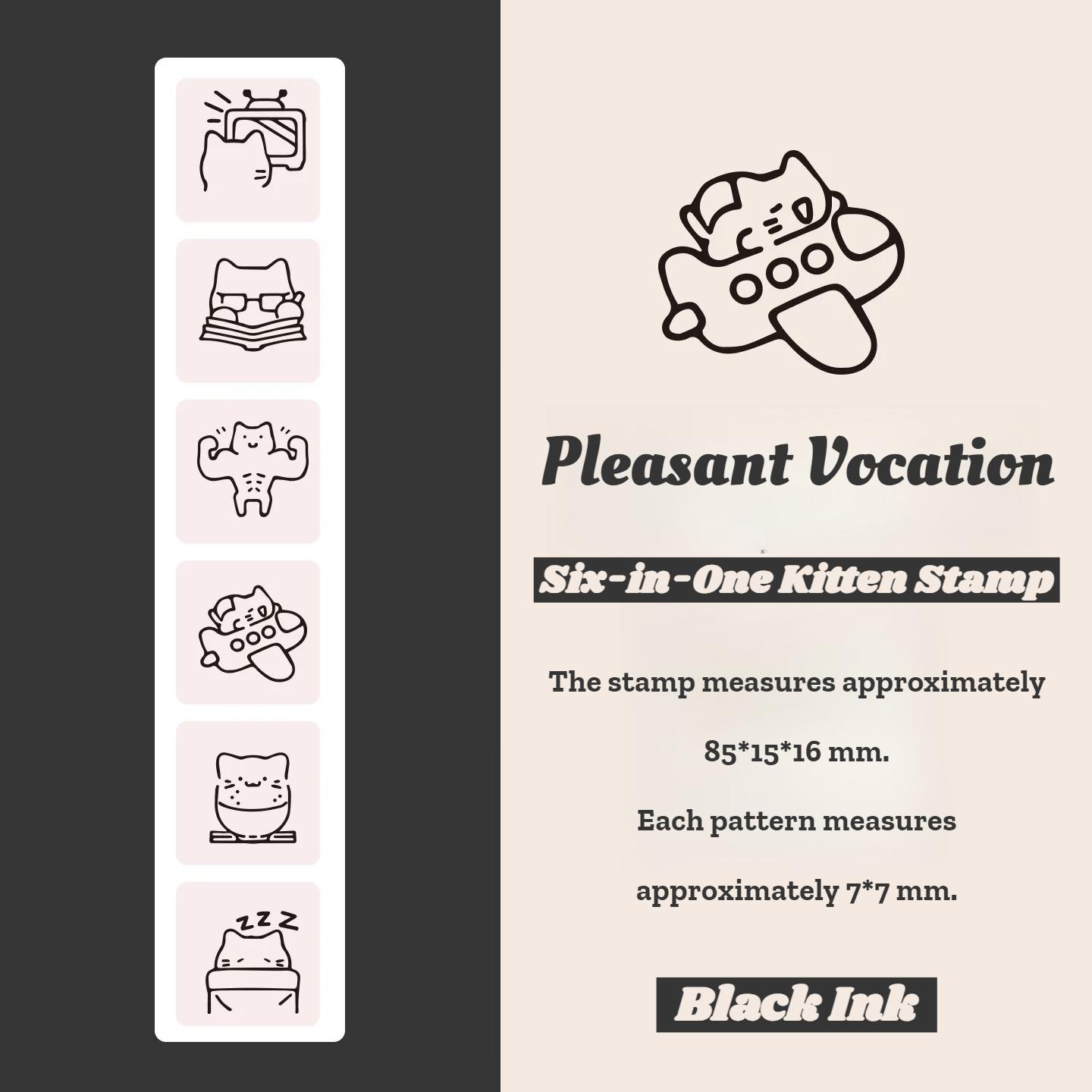 

Cute Cat Emoji Stamp Daily Life Work Good Mood Series Cartoon Mini Pattern Stamps for Journaling Planner Diy Scrapbooking Decor