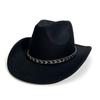 Europäischer, amerikanischer Herbst- und Winter-Western-Cowboyhut Retro Woll-Jazzhut Weiblich Tibetischer ethnischer Stil Große Krempe Zylinder Männlich