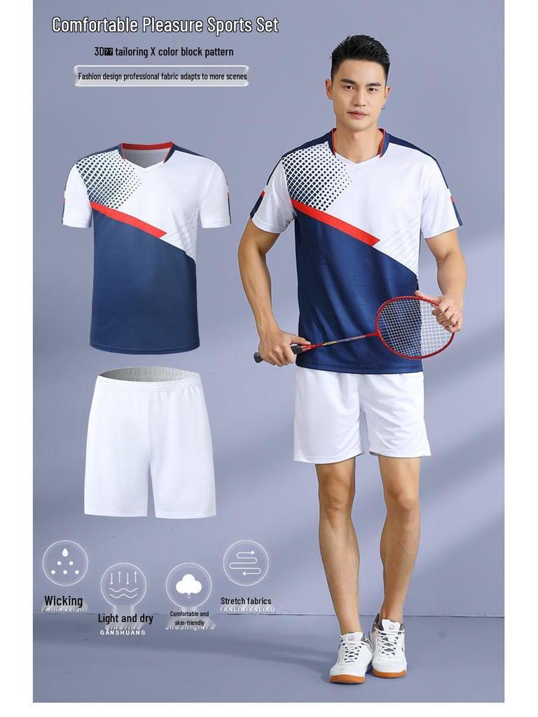 Quick-Dry Breathable Badminton & Tennis Team Uniform Set for Men & Women