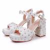 Plus Size 34-42 Party Evening Wedding Shoes for Women Summer Fashion High Heel White Platform Sandals Lace Sandalias Mujer 2026