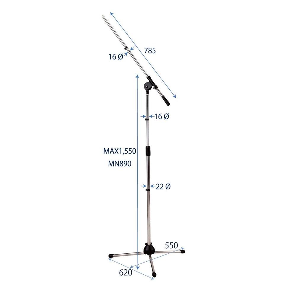 Kikutani Boom Microphone Stand MS-200B Compatible with Straight Type Black