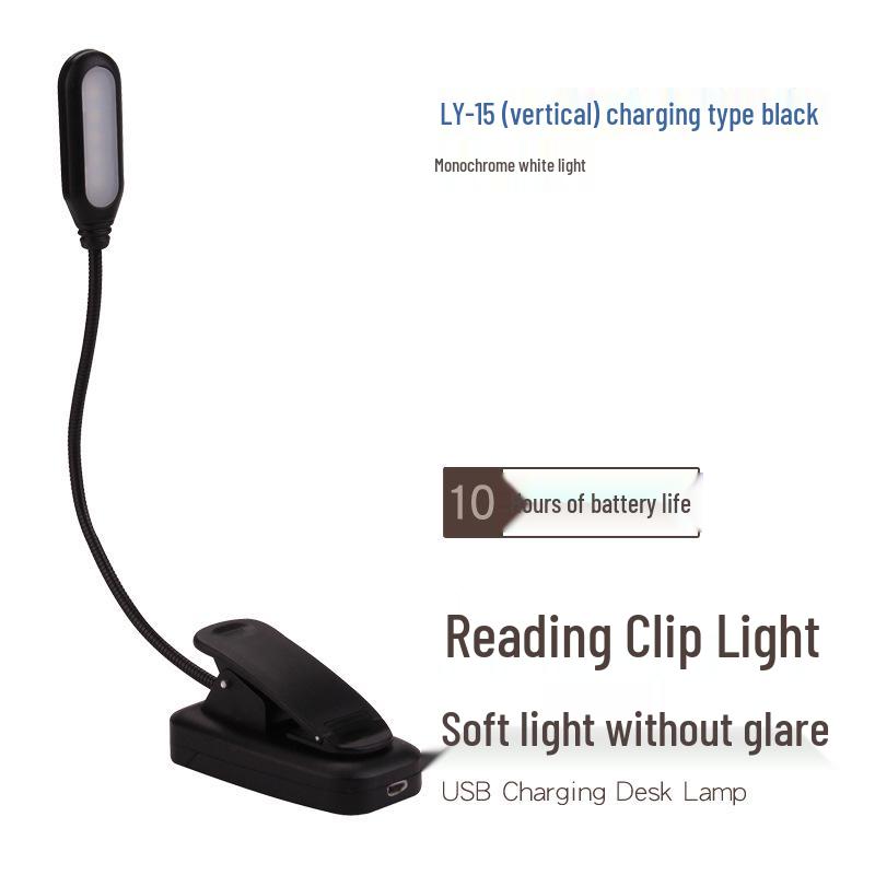 USB Charging LED Desk Lamp with Eye Protection & Flexible Hose Clip for Dorms and Bedside Use
