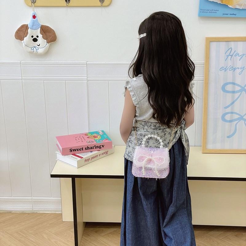 Borsa Monospalla da Ragazza con Paillettes alla Moda, Mini Borsa a Mano con Perle per Bambina, Borsa a Tracolla per Bambini