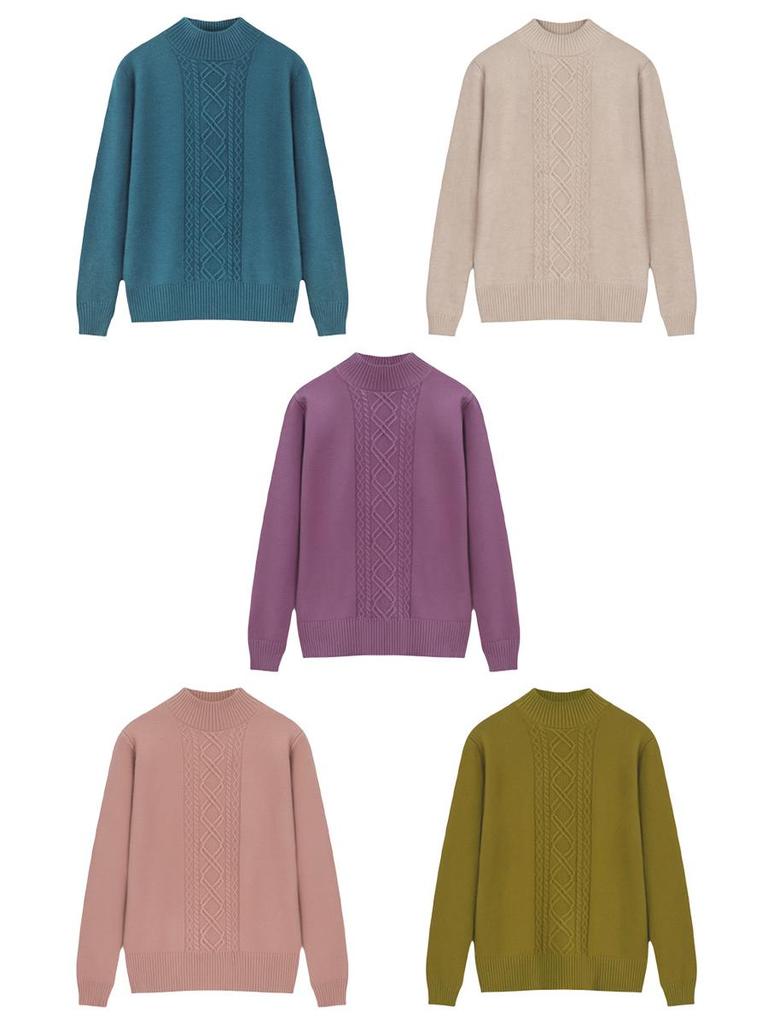Mother's Fine Velvet Round Neck Sweater: Loose Fit, One Size, Long-Sleeve, Ideal for Autumn and Winter.