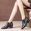 Women's Boots Autumn and Winter Chelsea Boots Bow Side Zipper Square Root Boots Medium Heel Short Boots Autumn British Women's Leather Boots