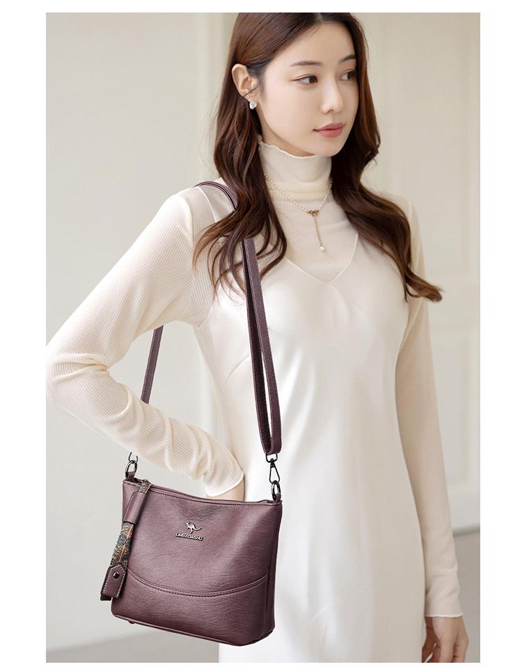 2025 Women's Versatile Embroidered Bucket Bag with Wide Strap - Large Capacity Shoulder & Crossbody