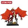MOC Evil Dragon Beast Castle Ruins Scene Building Blocks Magic Animal Rings Dragon with Soft Wings Bricks Toys Kids Adults Gifts