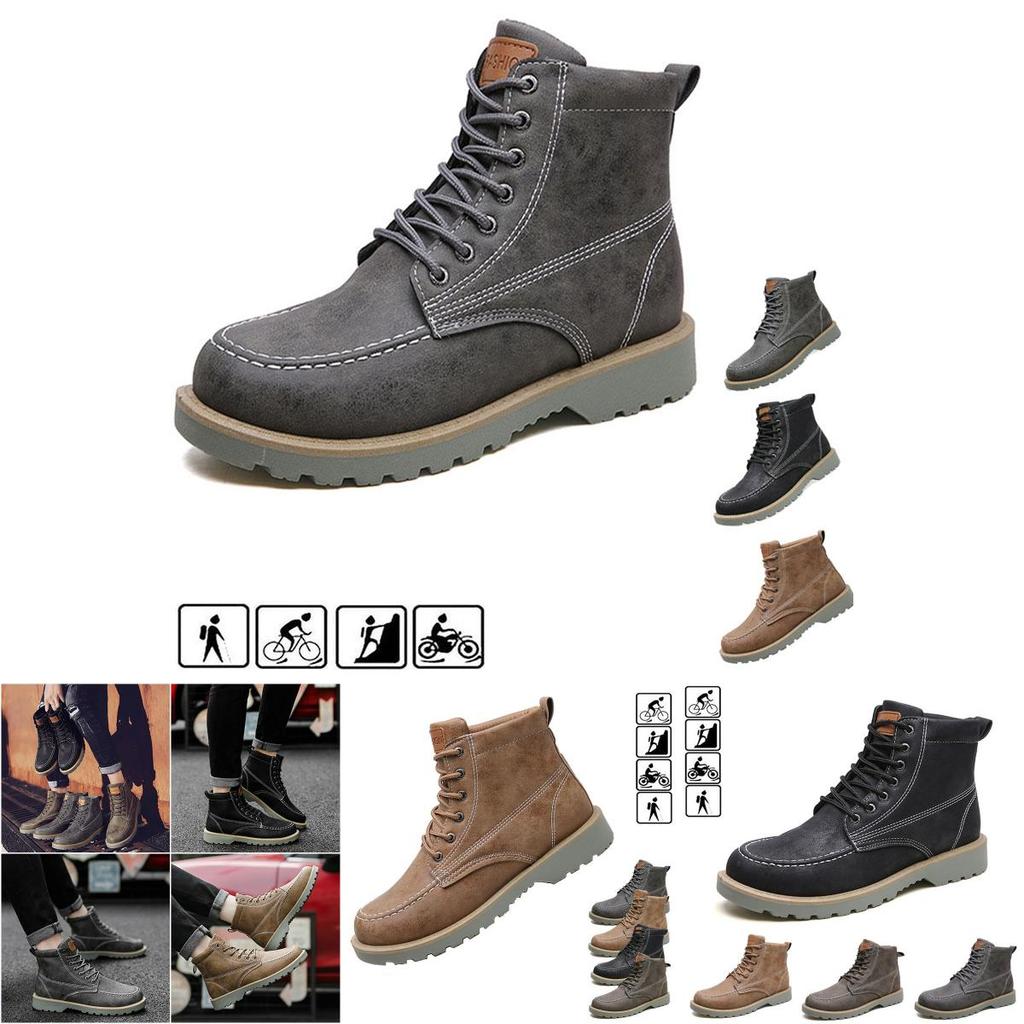 Cozy Lace-up Men's Winter Outdoor Boots With Slip Resistant And Waterproof Design