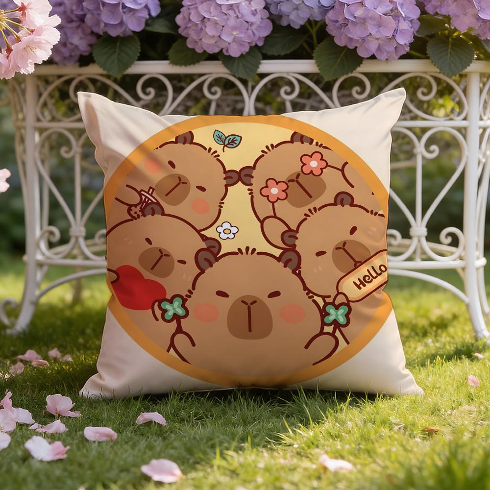 Cute C-Capybara Cushion Cover Home & Car Dual-Scene Pillow Cover: Reversible for Premium Comfort