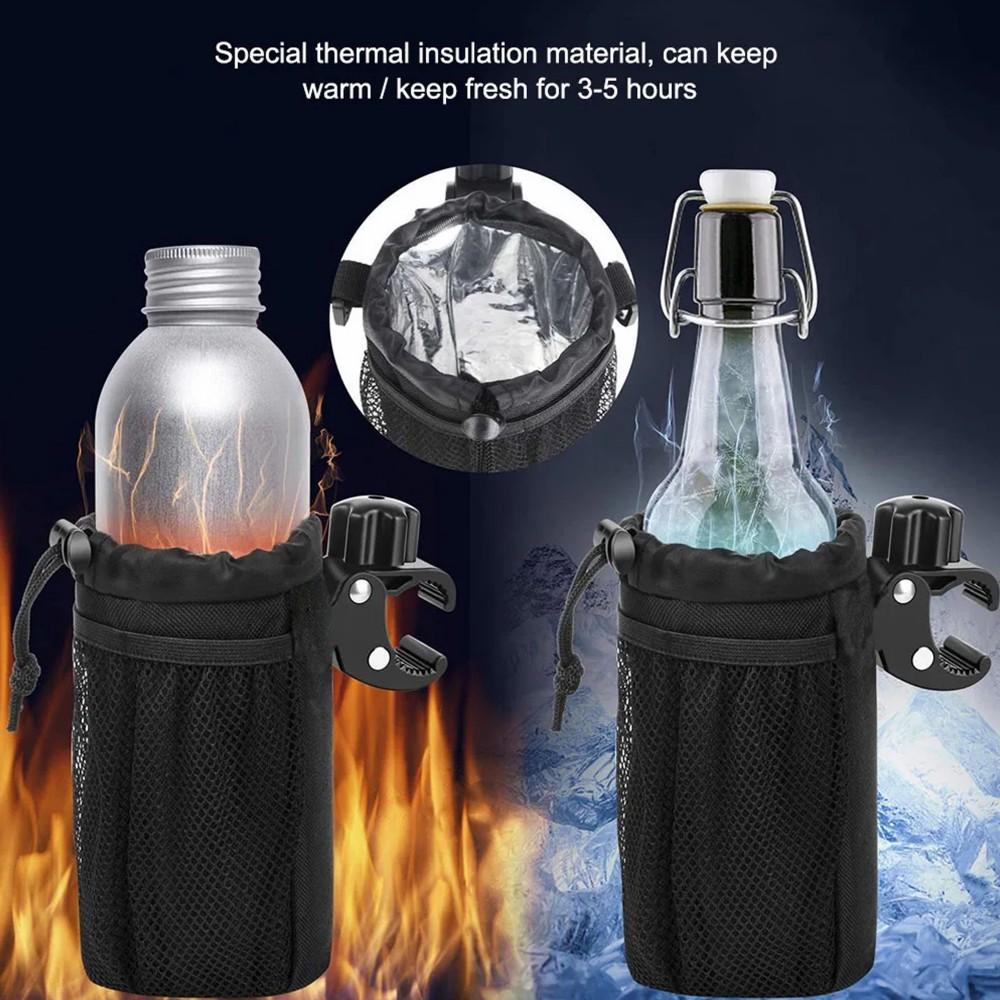 Insulated Motorcycle Cup Holder – Universal Handlebar Bottle Bag with Hook for Scooter/Bike/Delivery Use