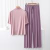 Nuovo Set Stagionale in Modal con Scollo Alto, Manica Media e Pantaloni a Gamba Larga - Moda Due Pezzi Larga, Casual e Comoda